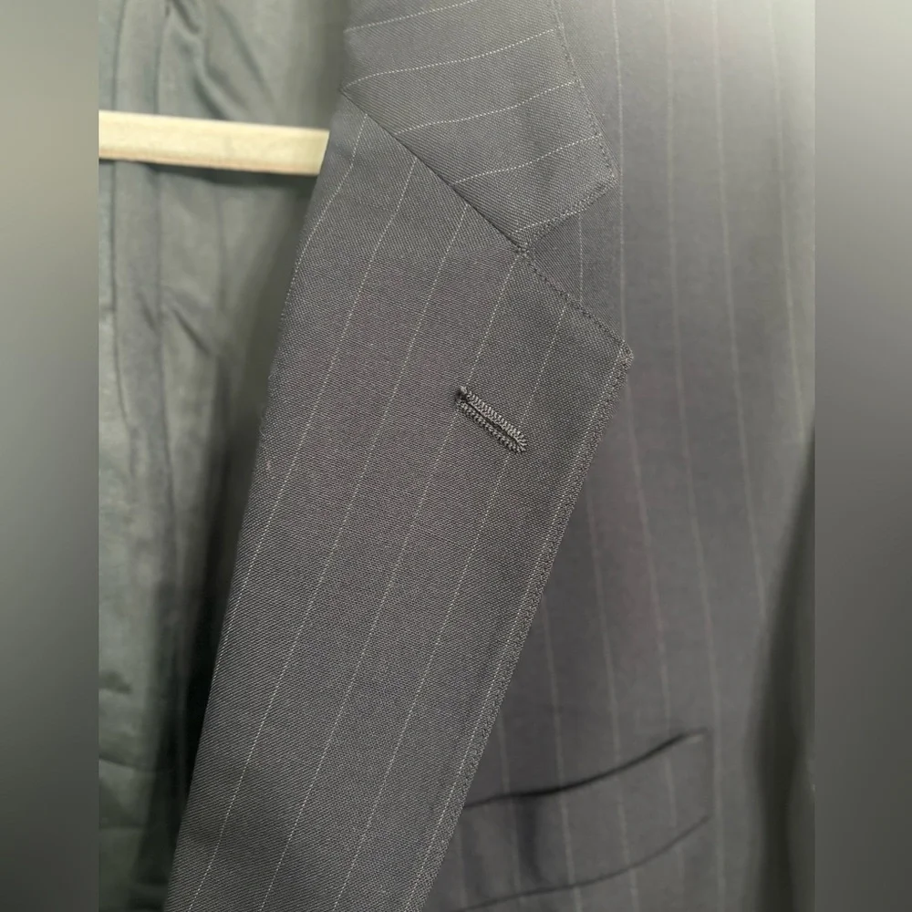 Brooks Brothers Wool Navy Blue gray Pinstripe Blazer Sportcoat Suit Jacket